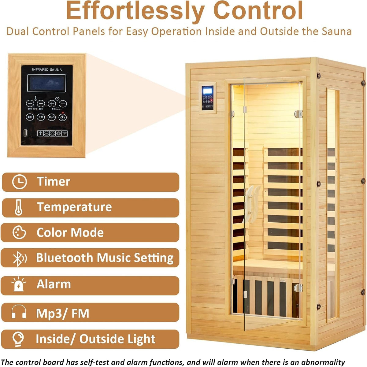 2024 Upgrade 1 to 2 Person Infrared Sauna, Low EMF Infrared Sauna for Home, Indoor Sauna Room, Hemlock Wooden Far Infrared Sauna, Dry Sauna with Bluetooth Speakers, LED Reading and Chromotherapy Lamp — product view 2