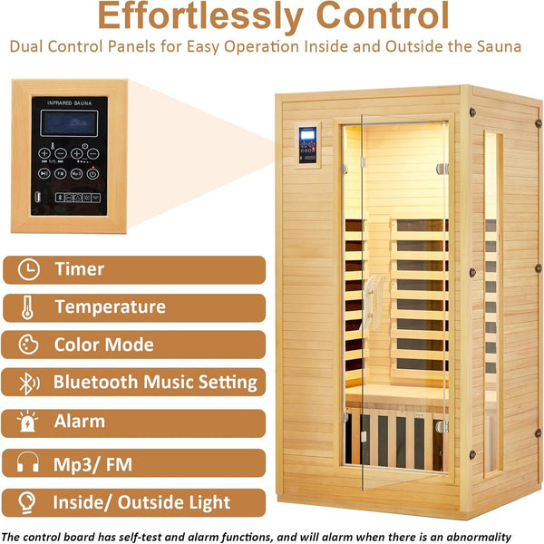 1–2 Person Far Infrared Sauna – Hemlock with Chromotherapy