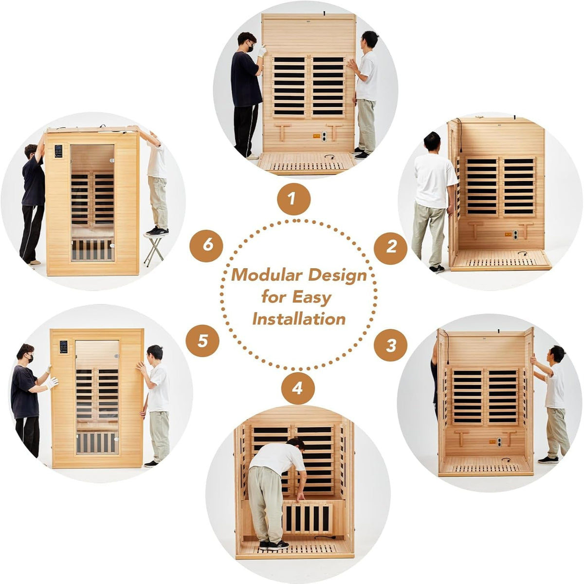 2024 Upgrade 1 to 2 Person Infrared Sauna, Low EMF Infrared Sauna for Home, Indoor Sauna Room, Hemlock Wooden Far Infrared Sauna, Dry Sauna with Bluetooth Speakers, LED Reading and Chromotherapy Lamp — product view 4