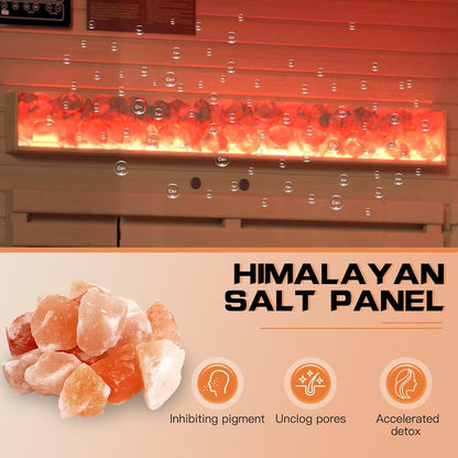 3-4 Person Corner Infrared Sauna- Luxury Home Sauna Spa Room with Himalayan Salt Therapy, Canadian Hemlock&Panoramic Tempered Glass,220V — product view 3