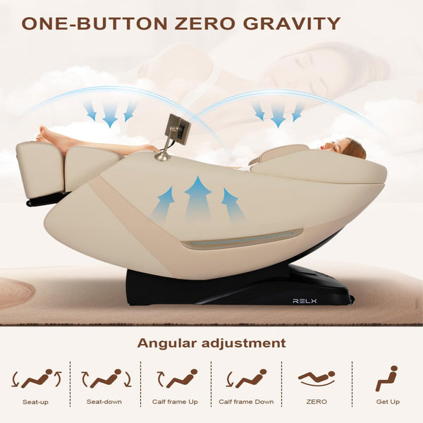 RELX Zero Gravity SL-Track Full Body Massage Chair – Beige