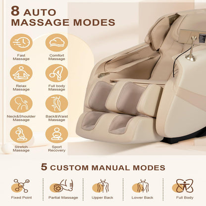 Massage Chair Full Body, Zero Gravity, Airbag Shiatsu, Sl-Track, Beige — product view 6
