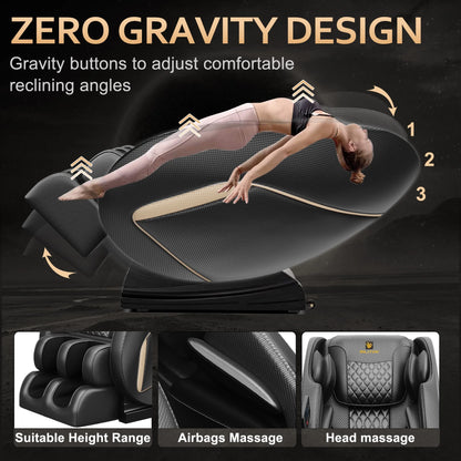 Massage Chair Neck Massager with Zero Gravity Heating Bluetooth Functions (Black) — product view 4