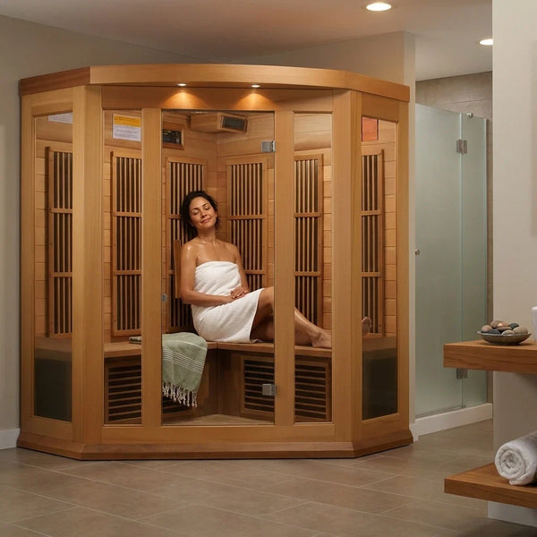 FAR Infrared Sauna Built for Home Wellness, 3 Person Cedar Construction, 9 Carbon Heating Panels, 2320W Power
