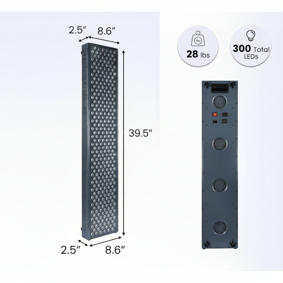 Red Light Therapy Panel Device – Full Body Panel, 630Nm 660Nm 810Nm 850Nm Red & near Infrared Light Therapy, 300 Quad Chip Leds, Brightness Control, Pulse Mode – ULTRA1500 — product view 2